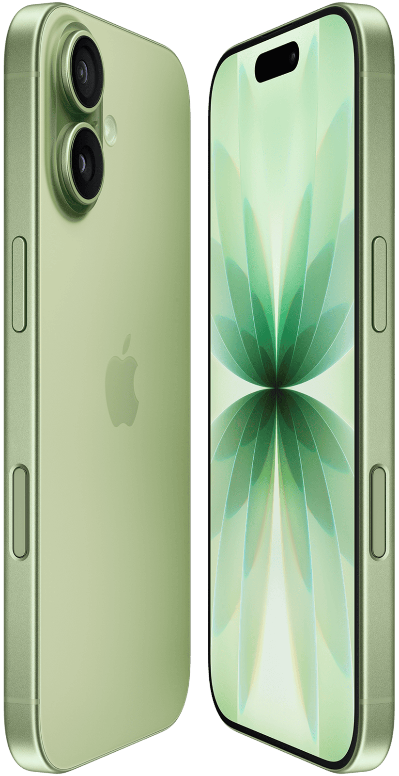 Apple iPhone 17 i fargen Salvie sett fra venstre og høyre side