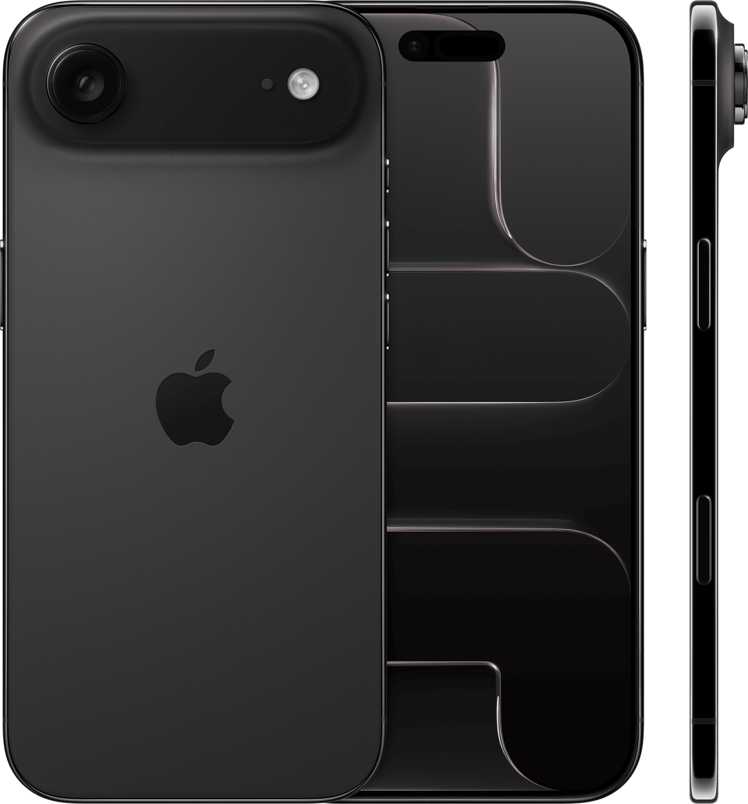 Apple iPhone Air Stellarsvart sett fra forsiden og baksiden