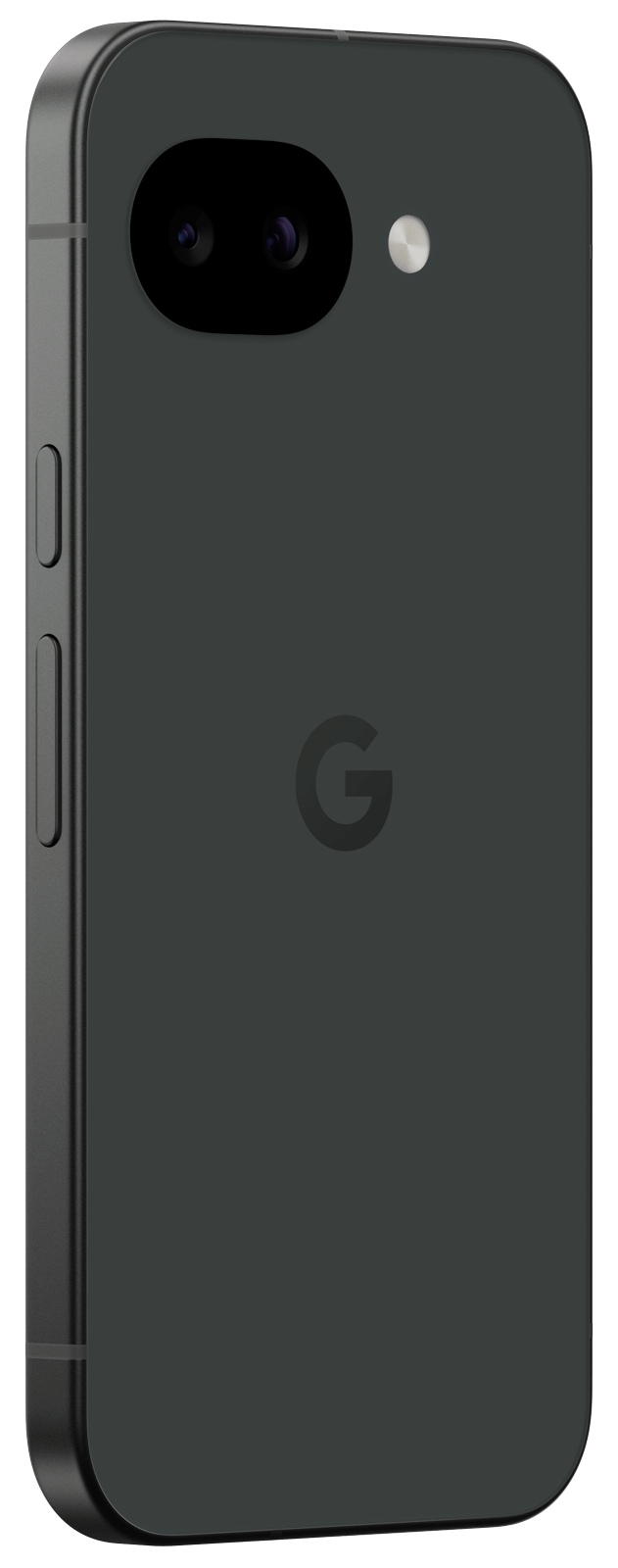 Pixel 10a 128GB Obsidian baksiden av telefonen, litt på skrå