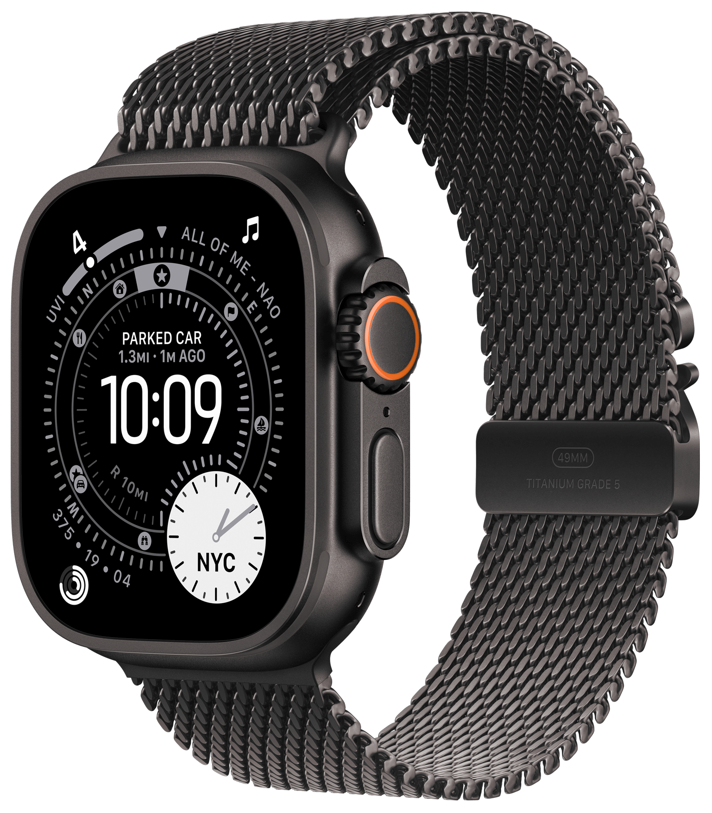 Apple Watch Ultra 3 49mm Svart Titan, Svart Milanese Loop (M)