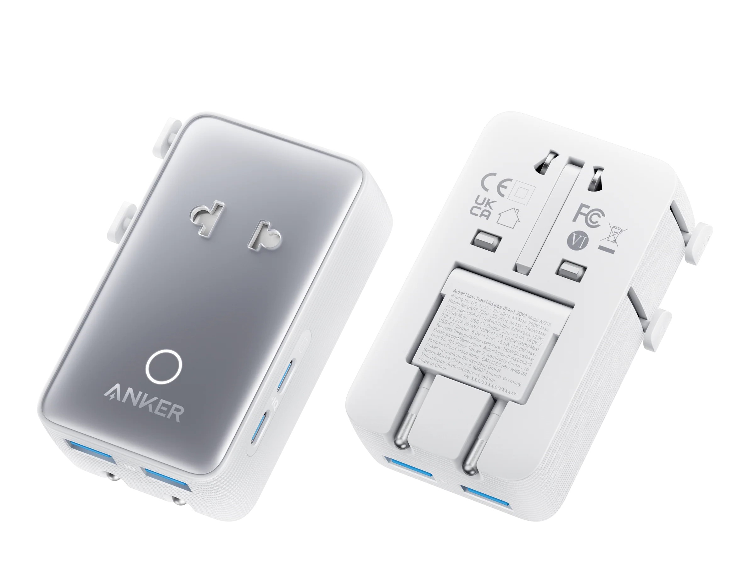 Anker Nano Reisadapter 5-i-1 (20W) White
