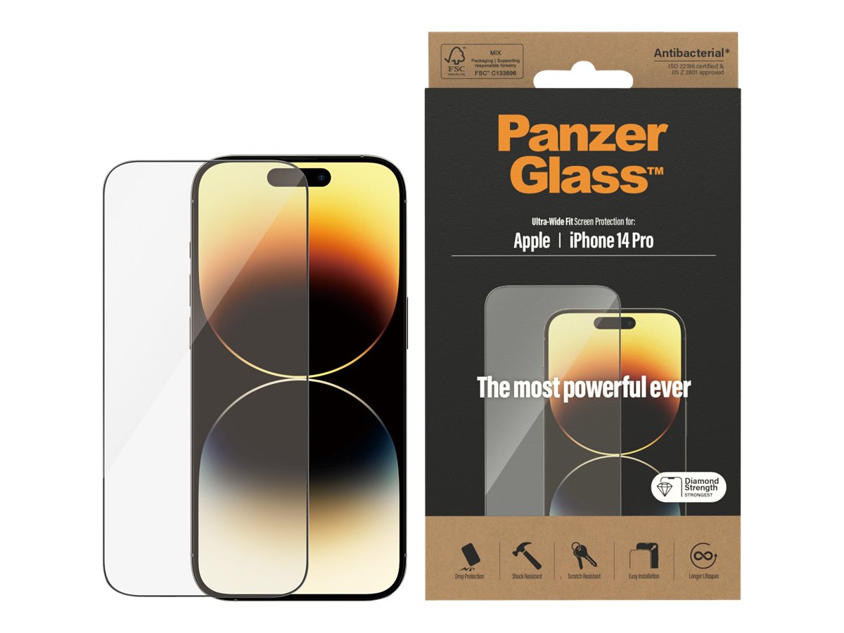 PanzerGlass Screen Protector Apple iPhone 14 Pro | Ultra-Wide Fit