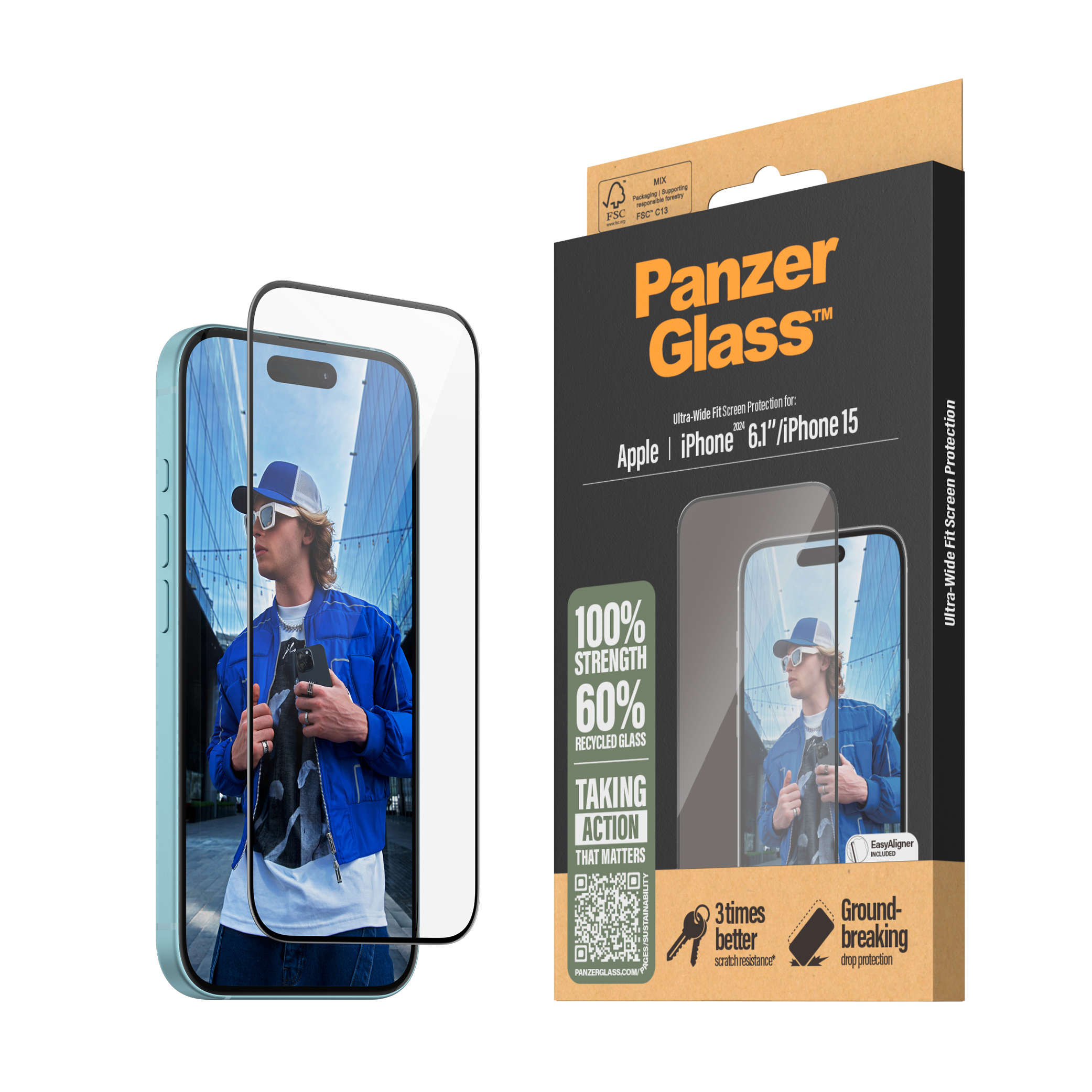 Panzerglass Ultra-wide Fit Iphone 15, Iphone 16