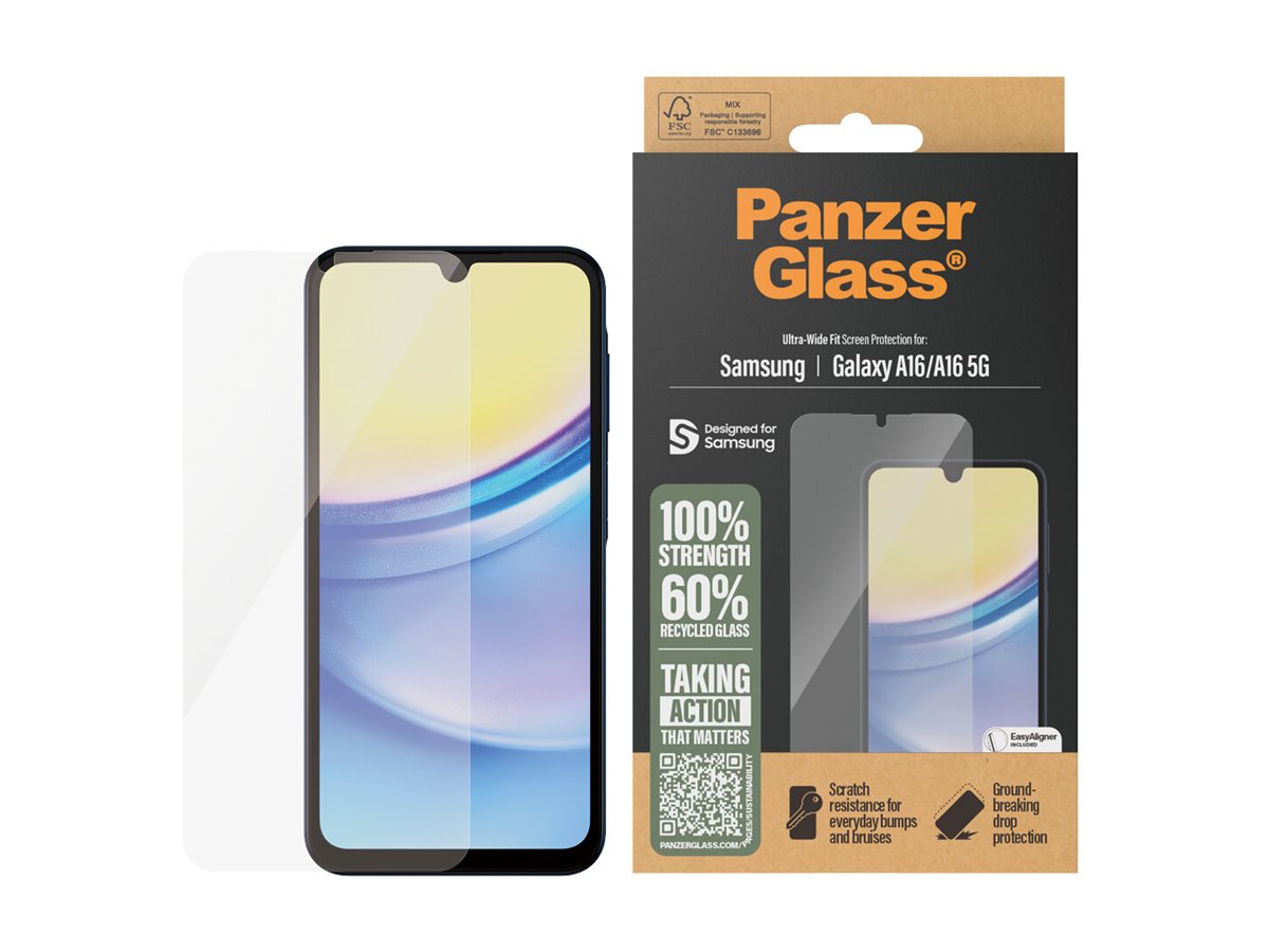 PanzerGlass - Skjermbeskyttelse for mobiltelefon - ultrabred passform - glass - for Samsung Galaxy A16, A16 5G