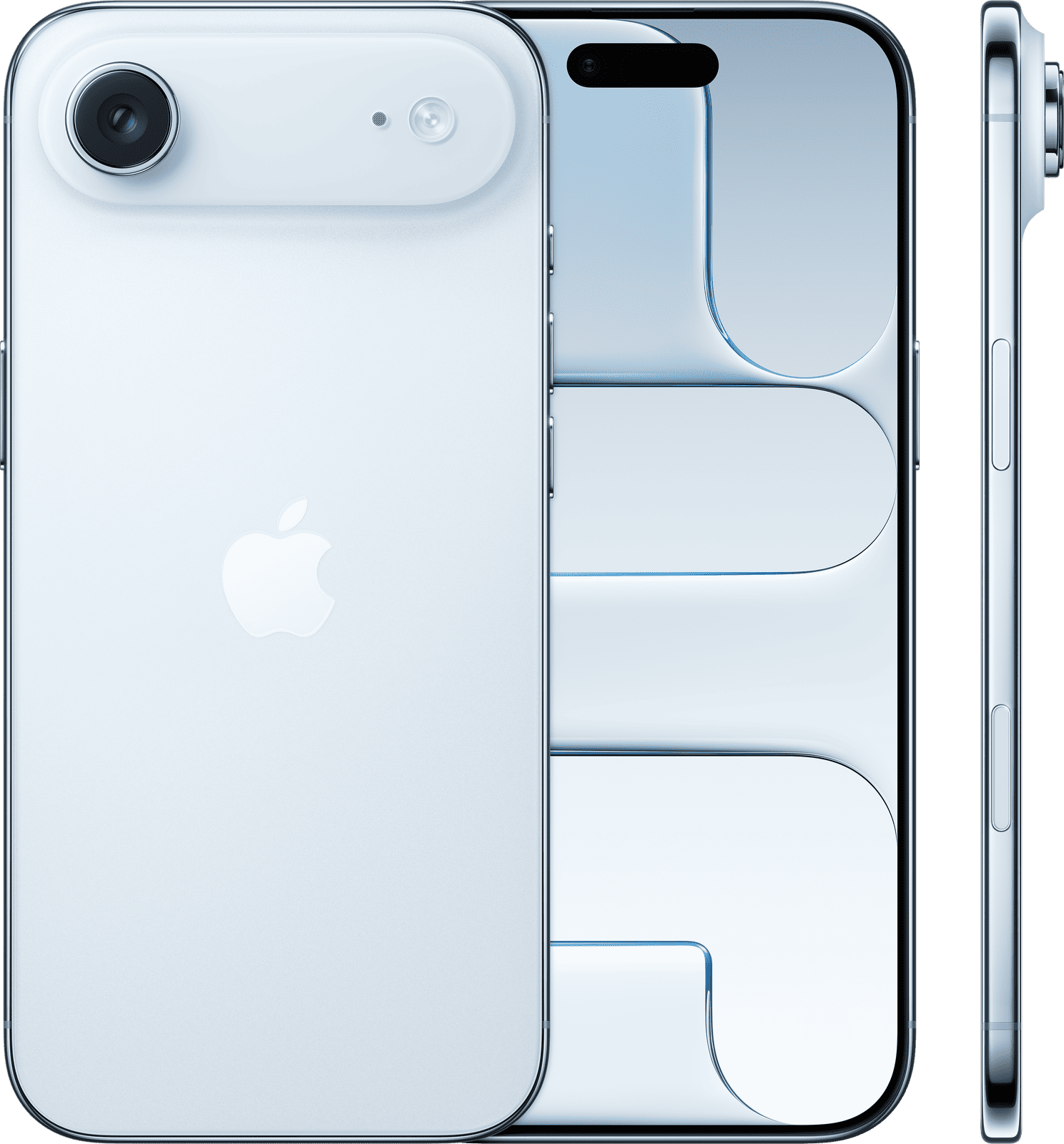 Apple iPhone Air Himmelblå sett fra forsiden og baksiden