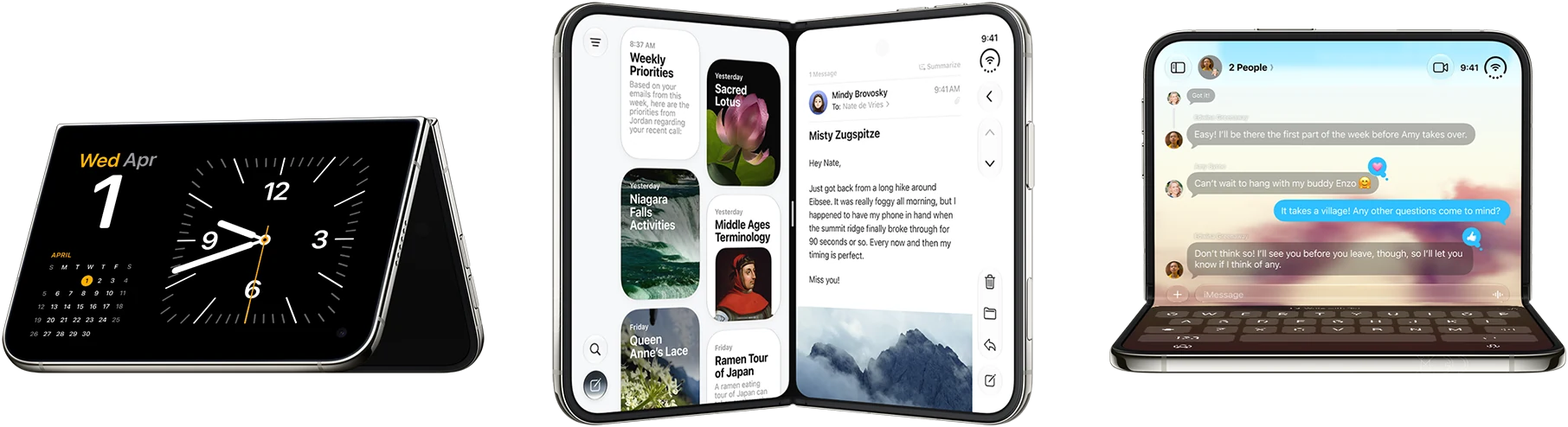 iPhone Duo i tre ulike posisjoner
